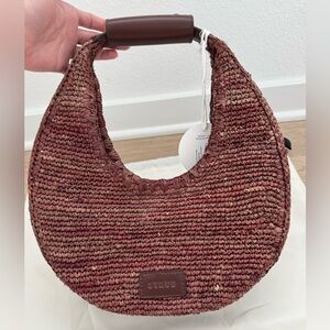 STAUD Moon Raffia Bag (mahogany) - NWT. Dust bag included